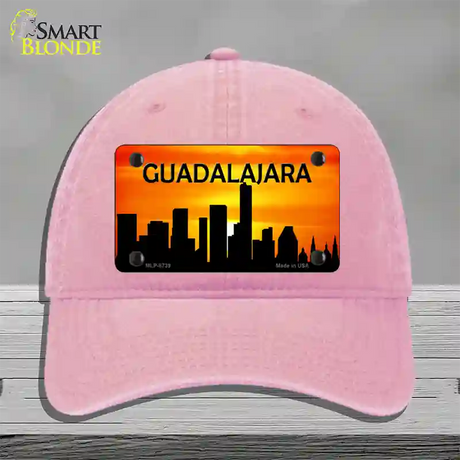 Guadalajara Silhouette Novelty License Plate Hat Unconstructed Cotton / Pink