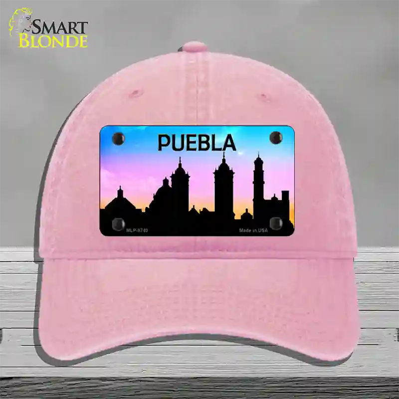 Puebla Silhouette Novelty License Plate Hat Unconstructed Cotton / Pink