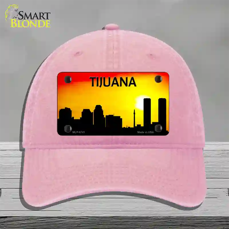 Tijuana Silhouette Novelty License Plate Hat Unconstructed Cotton / Pink