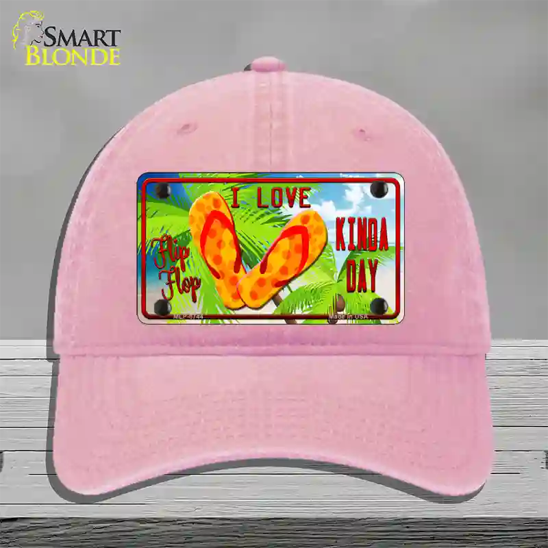 I Love Flip Flop Novelty License Plate Hat Unconstructed Cotton / Pink