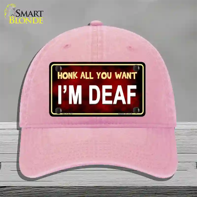 Honk All You Want Novelty License Plate Hat Unconstructed Cotton / Pink