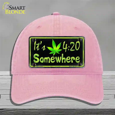 Its 4:20 Novelty License Plate Hat Unconstructed Cotton / Pink