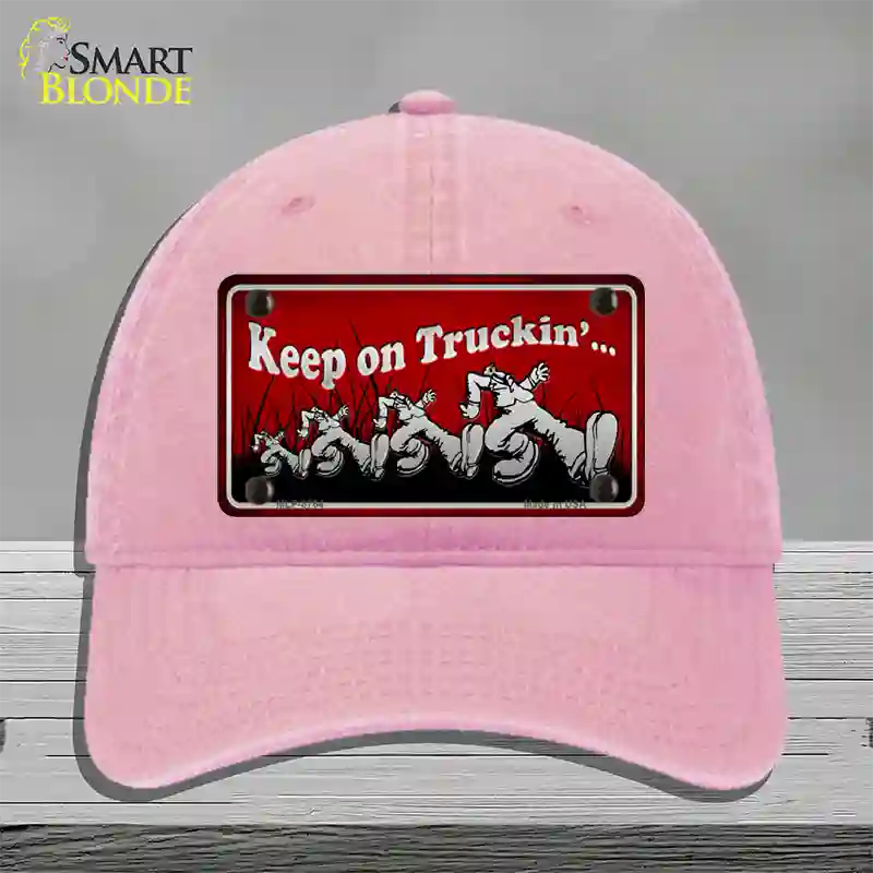 Keep On Trucking Novelty License Plate Hat Unconstructed Cotton / Pink