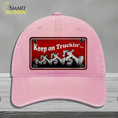 Keep On Trucking Novelty License Plate Hat Unconstructed Cotton / Pink