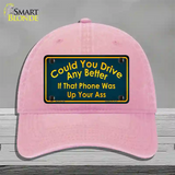 Could You Drive Novelty License Plate Hat Unconstructed Cotton / Pink