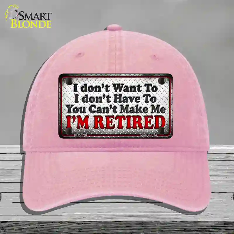 You Cant Make Me Novelty License Plate Hat Unconstructed Cotton / Pink