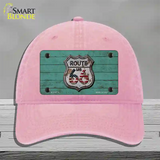 Route 66 Rusty On Wood Novelty License Plate Hat Unconstructed Cotton / Pink