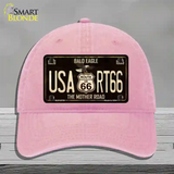 Bald Eagle Route 66 Novelty License Plate Hat Unconstructed Cotton / Pink