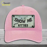 Show Me Your Kitties Novelty License Plate Hat Unconstructed Cotton / Pink