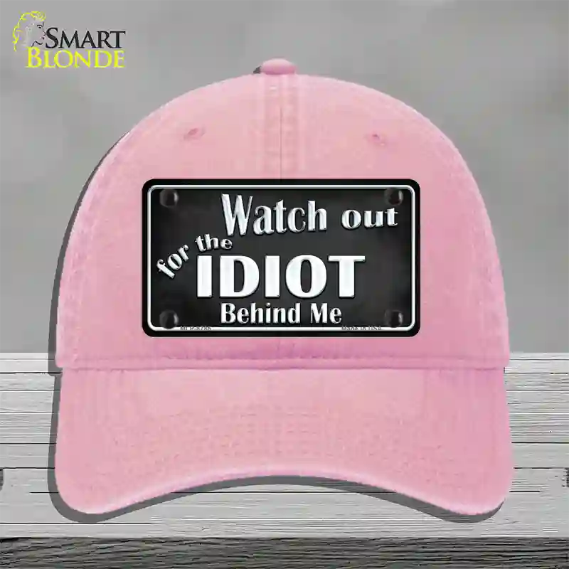 Watch Out Behind Me Novelty License Plate Hat Unconstructed Cotton / Pink