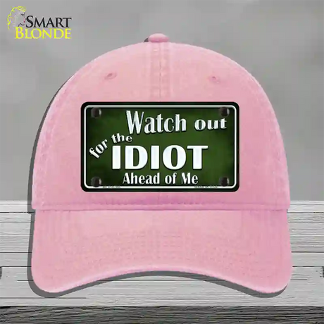 Watch Out Ahead Of Me Novelty License Plate Hat Unconstructed Cotton / Pink