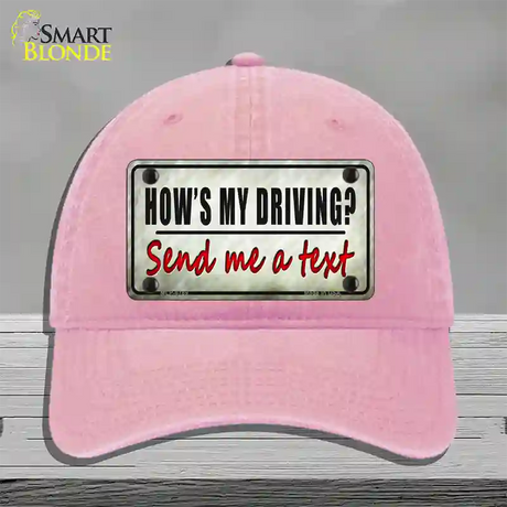 Send Me A Text Novelty License Plate Hat Unconstructed Cotton / Pink