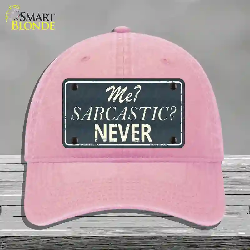 Me Sarcastic Never Novelty License Plate Hat Unconstructed Cotton / Pink