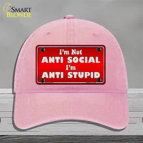 Anti Social Novelty License Plate Hat Unconstructed Cotton / Pink