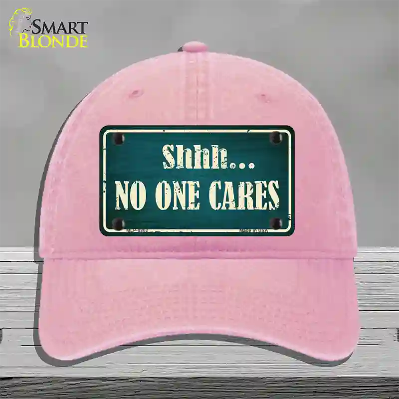 No One Cares Novelty License Plate Hat Unconstructed Cotton / Pink