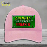 Zombies Love Me Novelty License Plate Hat Unconstructed Cotton / Pink