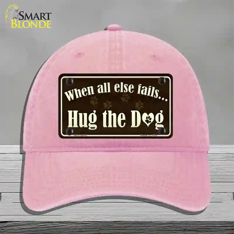 Hug The Dog Novelty License Plate Hat Unconstructed Cotton / Pink