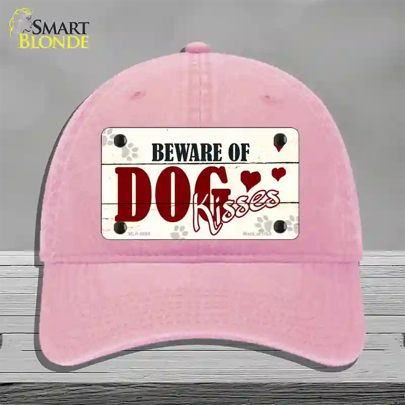 Beware of Dogs Novelty License Plate Hat Unconstructed Cotton / Pink