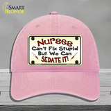 Nurses Sedate It Novelty License Plate Hat Unconstructed Cotton / Pink