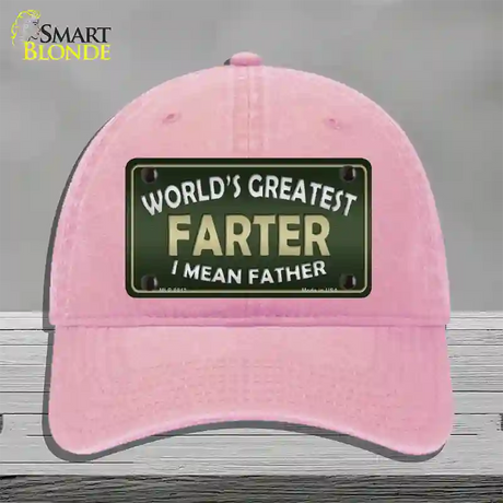 Greatest Farter Novelty License Plate Hat Unconstructed Cotton / Pink