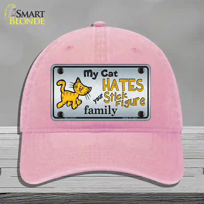 My Cat Hates Novelty License Plate Hat Unconstructed Cotton / Pink