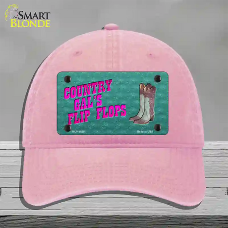 Country Gals Flip Flops Novelty License Plate Hat Unconstructed Cotton / Pink