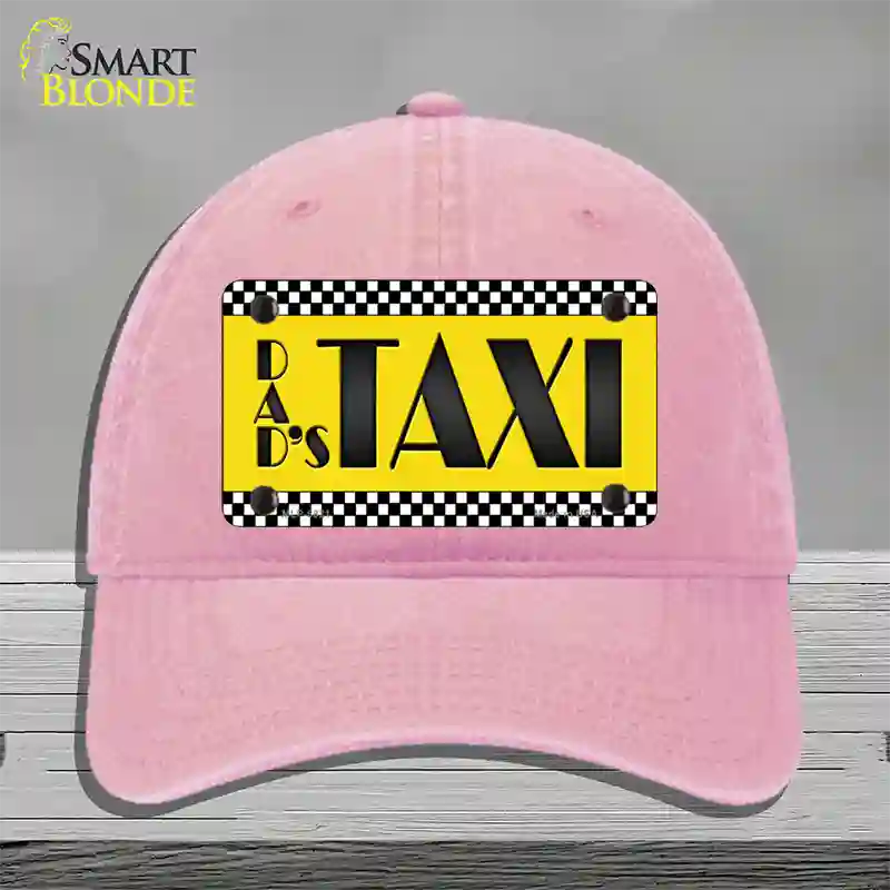 Dads Taxi Novelty License Plate Hat Unconstructed Cotton / Pink