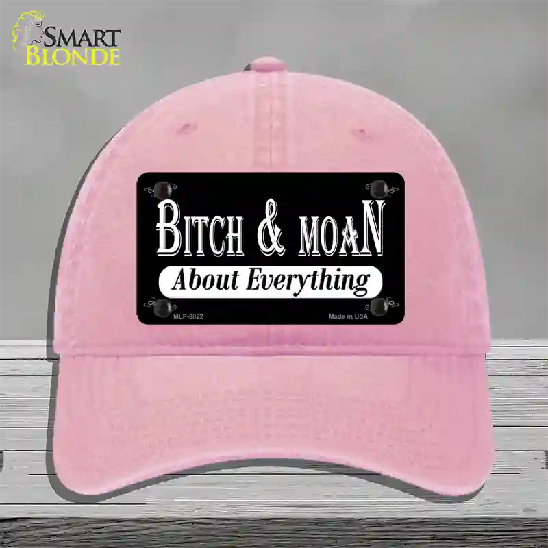 Bitch And Moan Novelty License Plate Hat Unconstructed Cotton / Pink