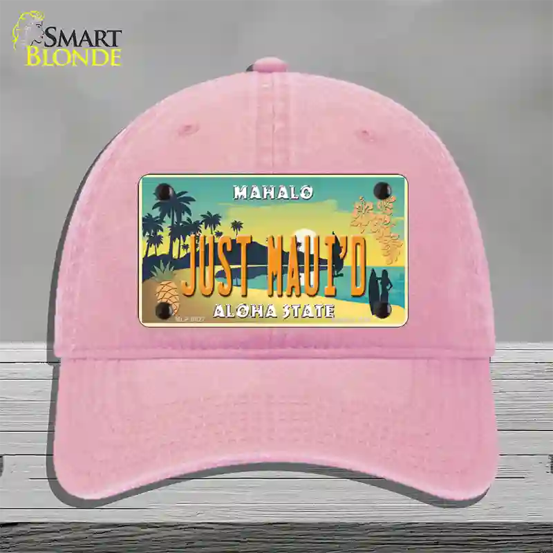 Just Mauid Vintage Novelty License Plate Hat Unconstructed Cotton / Pink