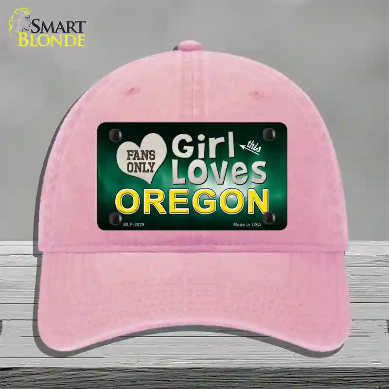 This Girl Loves Oregon Novelty License Plate Hat Unconstructed Cotton / Pink