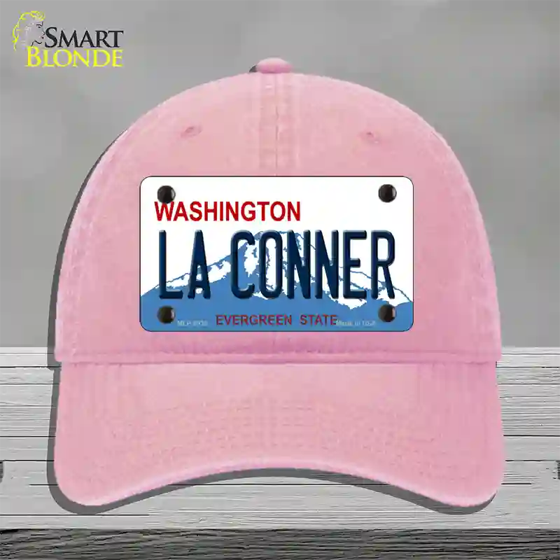 La Conner Washington Novelty License Plate Hat Unconstructed Cotton / Pink