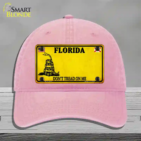 Florida Dont Tread On Me Novelty License Plate Hat Unconstructed Cotton / Pink