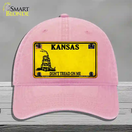 Kansas Dont Tread On Me Novelty License Plate Hat Unconstructed Cotton / Pink