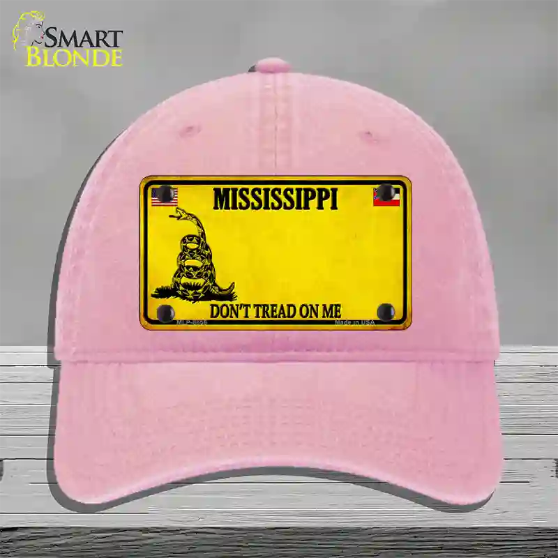 Mississippi Dont Tread On Me Novelty License Plate Hat Unconstructed Cotton / Pink