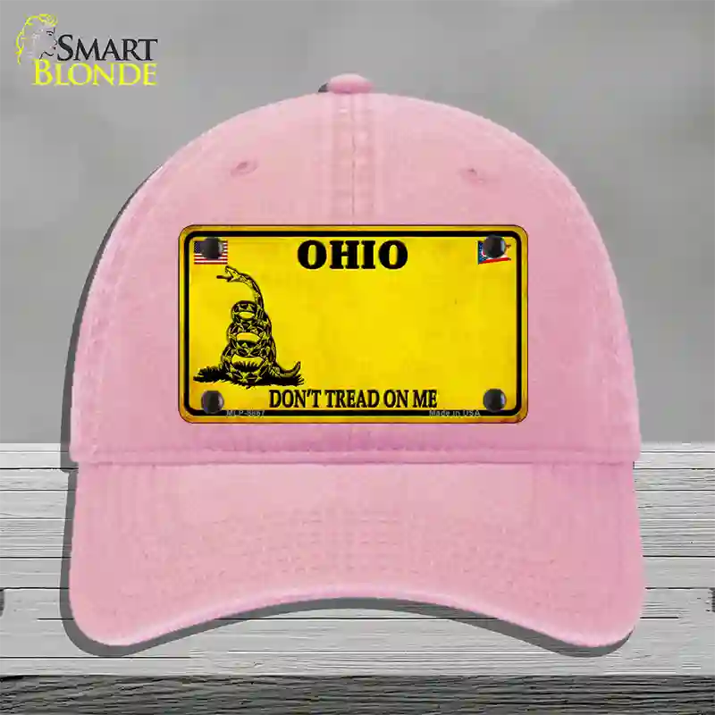 Ohio Dont Tread On Me Novelty License Plate Hat Unconstructed Cotton / Pink