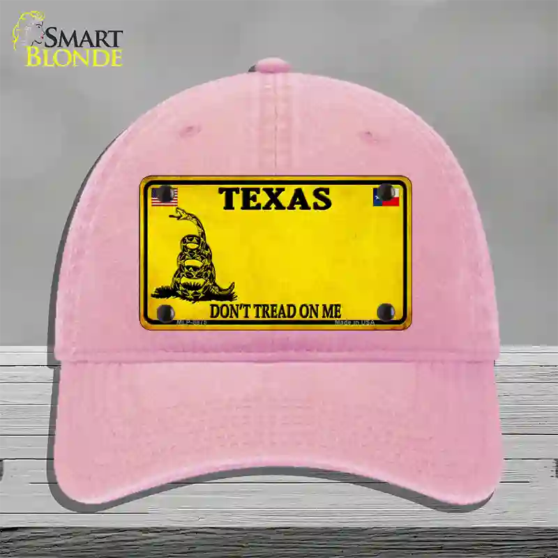 Texas Dont Tread On Me Novelty License Plate Hat Unconstructed Cotton / Pink