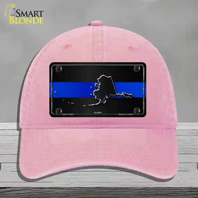 Alaska Thin Blue Line Novelty License Plate Hat Unconstructed Cotton / Pink