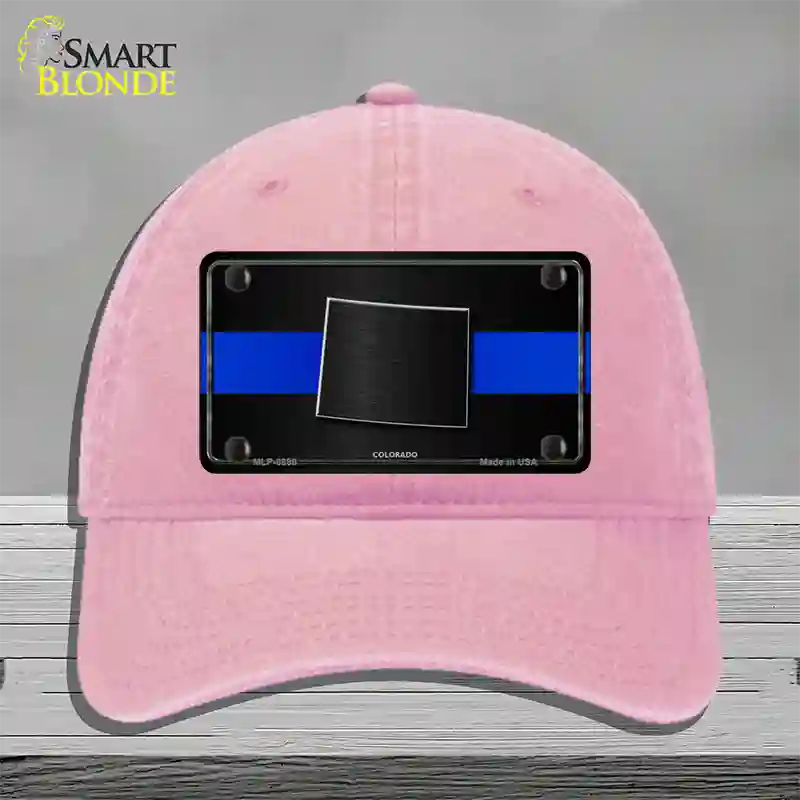 Colorado Thin Blue Line Novelty License Plate Hat Unconstructed Cotton / Pink