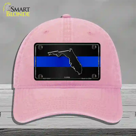 Florida Thin Blue Line Novelty License Plate Hat Unconstructed Cotton / Pink