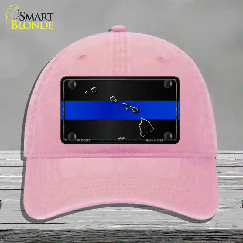 Hawaii Thin Blue Line Novelty License Plate Hat Unconstructed Cotton / Pink