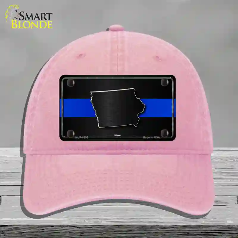 Iowa Thin Blue Line Novelty License Plate Hat Unconstructed Cotton / Pink