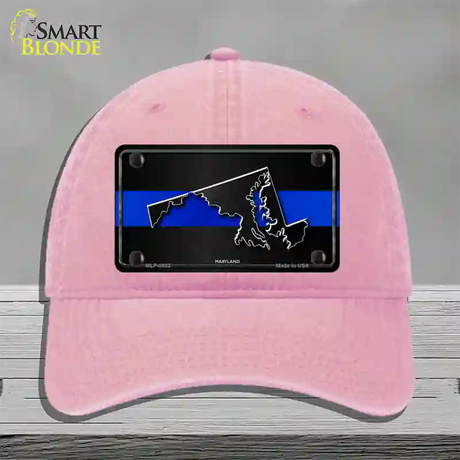 Maryland Thin Blue Line Novelty License Plate Hat Unconstructed Cotton / Pink