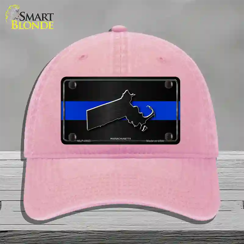 Massachusetts Thin Blue Line Novelty License Plate Hat Unconstructed Cotton / Pink