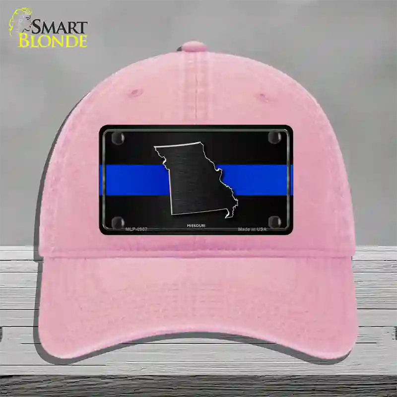 Missouri Thin Blue Line Novelty License Plate Hat Unconstructed Cotton / Pink