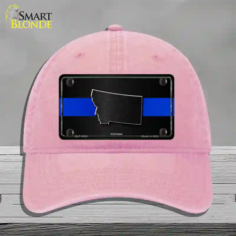 Montana Thin Blue Line Novelty License Plate Hat Unconstructed Cotton / Pink