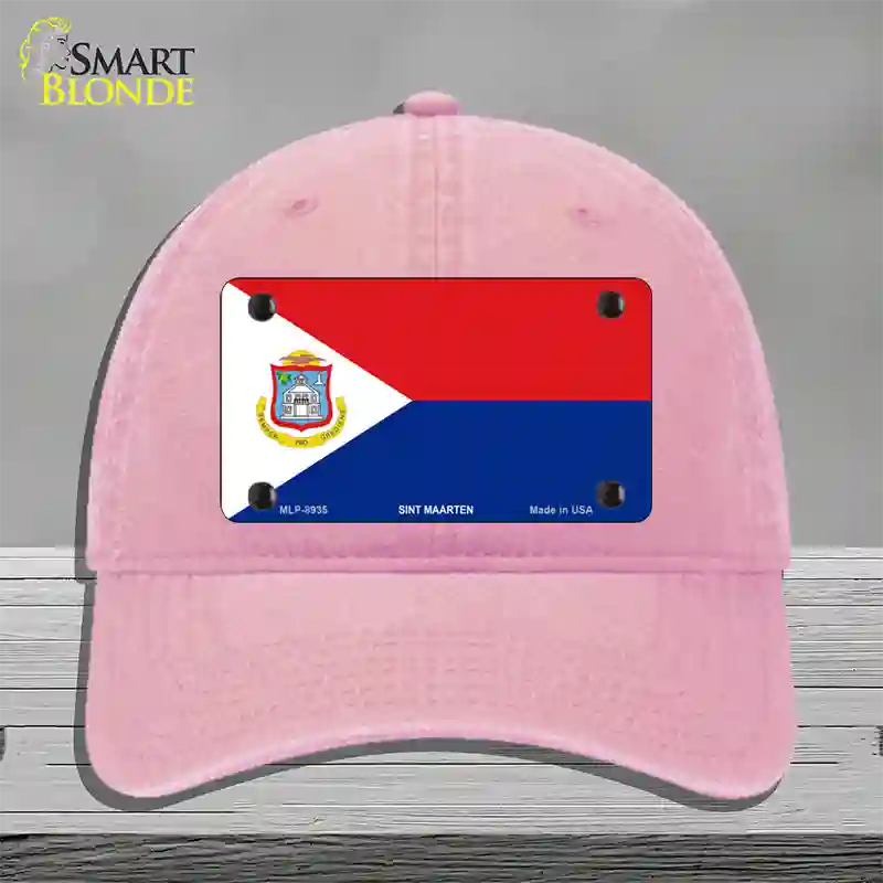 Sint Maarten Novelty License Plate Hat Unconstructed Cotton / Pink