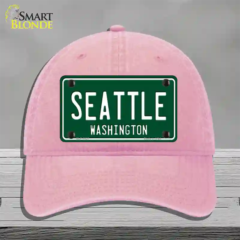 Seattle Washington Green Novelty License Plate Hat Unconstructed Cotton / Pink