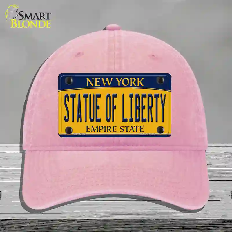 Statue of Liberty New York Novelty License Plate Hat Unconstructed Cotton / Pink