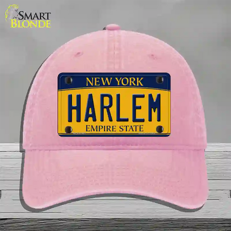 Harlem New York Novelty License Plate Hat Unconstructed Cotton / Pink