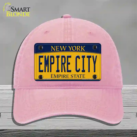 Empire City New York Novelty License Plate Hat Unconstructed Cotton / Pink